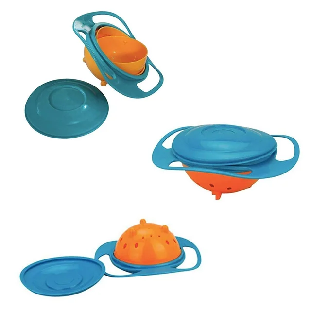 360 Rotate Magic Funny Toys Baby Gyro Feeding Toy Bowl, Kids Age 1 to 3 Years-Spill Resistant Bowls for Toddlers with Lid Dishes Kids, Boy, Girl, Spill Proof Bowl