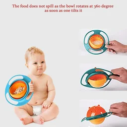 360 Rotate Magic Funny Toys Baby Gyro Feeding Toy Bowl, Kids Age 1 to 3 Years-Spill Resistant Bowls for Toddlers with Lid Dishes Kids, Boy, Girl, Spill Proof Bowl