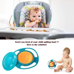360 Rotate Magic Funny Toys Baby Gyro Feeding Toy Bowl, Kids Age 1 to 3 Years-Spill Resistant Bowls for Toddlers with Lid Dishes Kids, Boy, Girl, Spill Proof Bowl