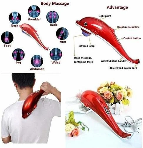 Dolphin Massager Infrared Massager Dolphin Electric Vibrating Cervical | Back Leg Full-body Single Head Massage Hammer For Men and Women