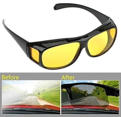 HD Vision UV Protection Day and Night Driving Bikes and Car Anti-Glare Polarized Combo Unisex Sunglasses Goggles for Men Women (Pack of 2)