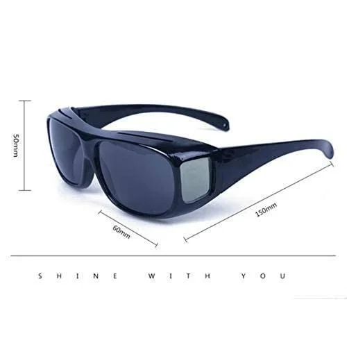 HD Vision UV Protection Day and Night Driving Bikes and Car Anti-Glare Polarized Combo Unisex Sunglasses Goggles for Men Women (Pack of 2)