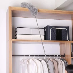 Microfiber Feather Duster Bendable & Extendable Fan Cleaning Duster with 100 inches Expandable Pole Handle Washable Duster for High Ceiling Fans, Window Blinds, Furniture (Grey)