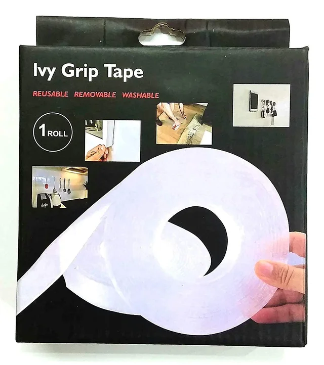 Original New Ivy TV Grip Tape, Double Sided Strong Adhesive Tape, Transparent Traceless Tape Removable Washable and Reusable Anti Slip Tape for Home Supplies Fixing Carpet Phones 