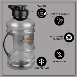 HulkNutrition BPA Free Gym Gallon Plastic Shaker/Sipper Bottle for Protein Shake 100% Leakproof Guarantee, 1.5 L , Pack of 1, Multicolour