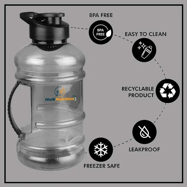 HulkNutrition BPA Free Gym Gallon Plastic Shaker/Sipper Bottle for Protein Shake 100% Leakproof Guarantee, 1.5 L , Pack of 1, Multicolour