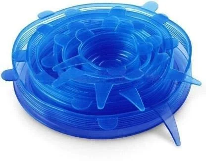 Silicone Stretch Lids, Multi Size Reusable Silicone Lids Food And Bowl Covers, Dishwasher And Freezer Safe (Color May Vary) (Pack Of 6 Pcs), 10x10x2 Cm