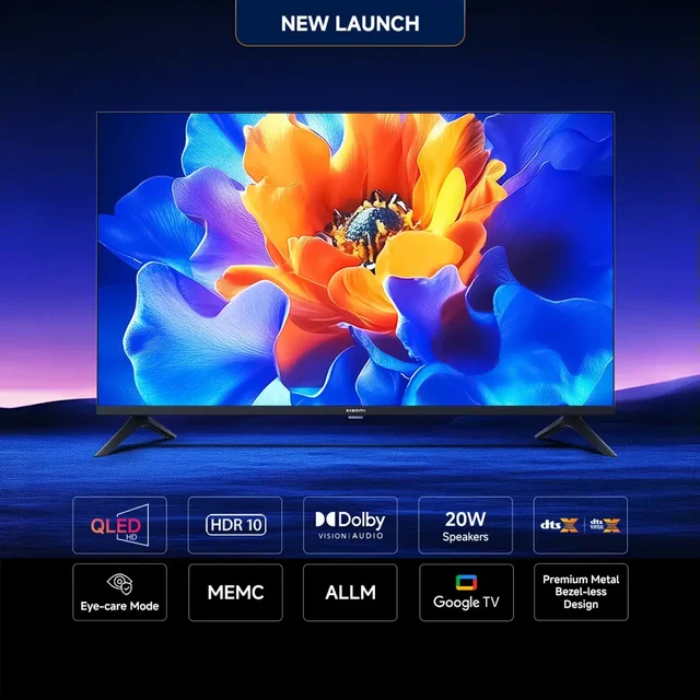 XIAOMI TELEVISION XIAOMI A Pro 80 cm (32 inch) QLED HD Ready Smart Google TV with 200+ Free Channels | HDR 10 | Dolby Audio | Premium Metal Bezel-less Design | DTS X | DTS Virtual: X| Mi TV (L32MB-APIN) - BLACK