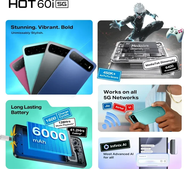 INFINIX HOT 60I 5G 4/128GB SHADOW BLUE - SHADOW BLUE