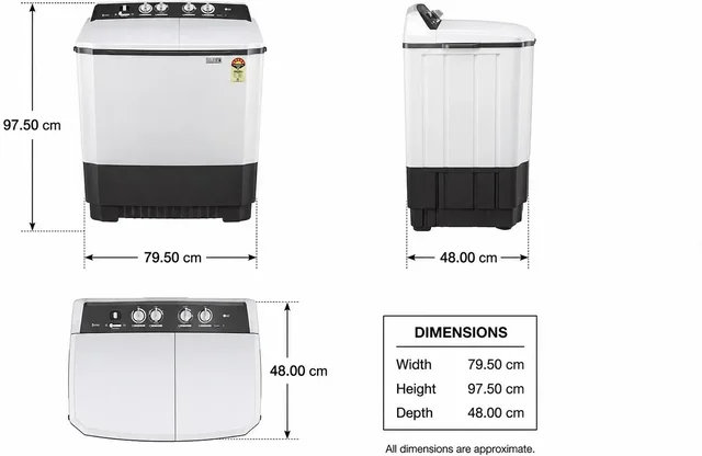 LG 7 kg Semi Automatic Top Load Grey (P7010NGAZ) - GREY