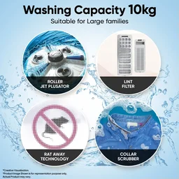 LG 10 kg 5 Star Semi Automatic Top Load Grey, White (P1040RGAZ) - GREY