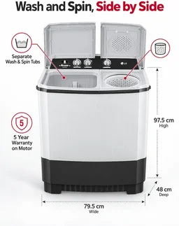 LG 7 kg Semi Automatic Top Load Grey (P7010NGAZ) - GREY