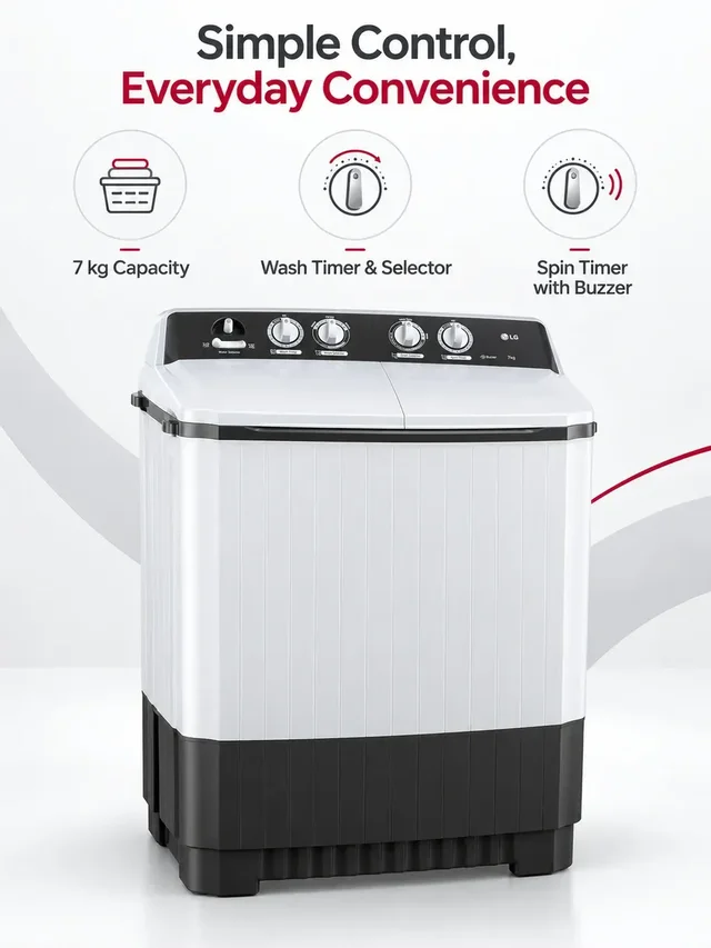 LG 7 kg Semi Automatic Top Load Grey (P7010NGAZ) - GREY