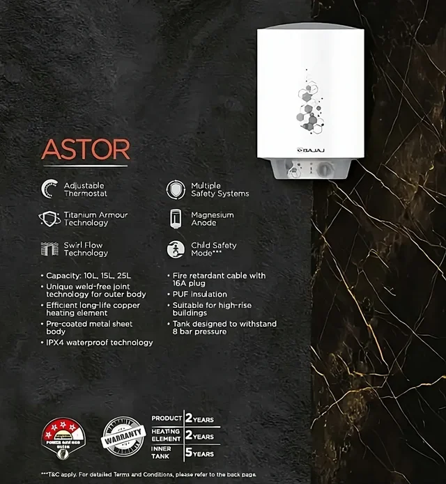 BAJAJ ASTOR 15Ltr GYSER - WHITE GREY