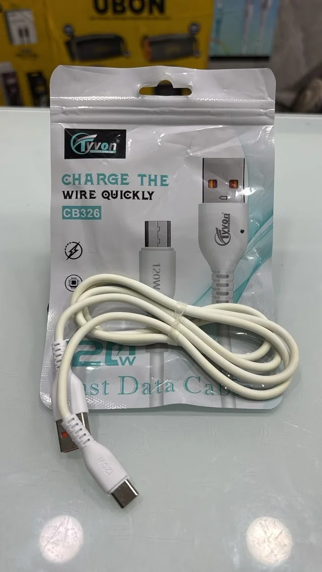TYVON CHARGE THE WIRE QUICKLY USB-A TO C CABLE CB-326 - WHITE