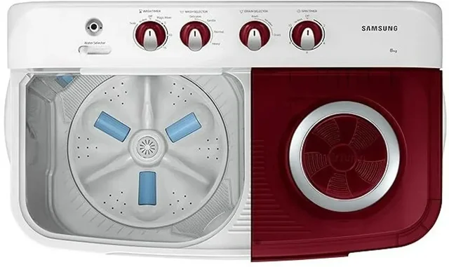 SAMSUNG Samsung 8 kg Semi Automatic Top Load White, Red (WT80C4000RR/TL) - WHITE RED