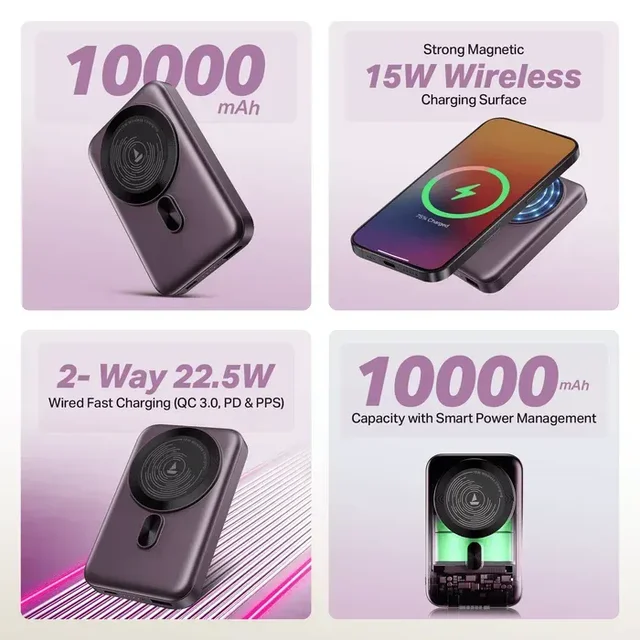 BOAT ENERGSHROOM PB331 MAGNACHARGE POWER BANK 10000mAH - PURPLE