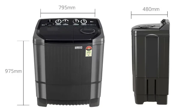 HRK LG WOSHING MACHINE 8 kg Semi Automatic Top Load Black (P8015SKAZ)