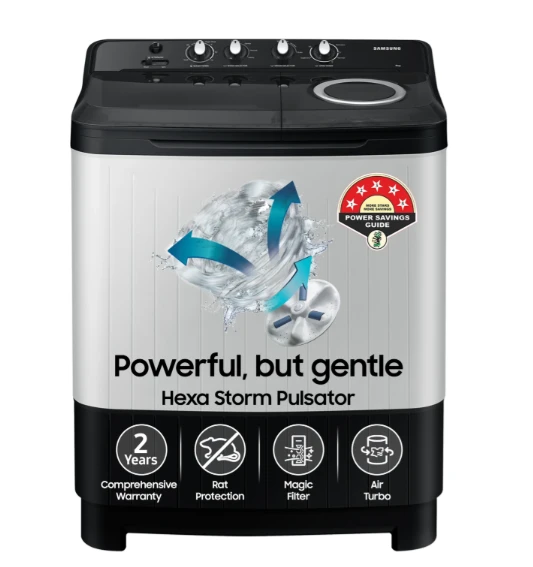 SAMSUNG Samsung WASHING MASHINE 8 kg Semi Automatic Top Load Black, Grey (WT80C4200GG/TL)