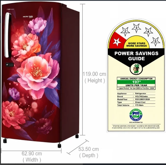 VOLTAS VOLTAS BEKO REF 175LTR 1 STAR RDC208D1/ 1D0WSE0M0000GD STELLA WINE)