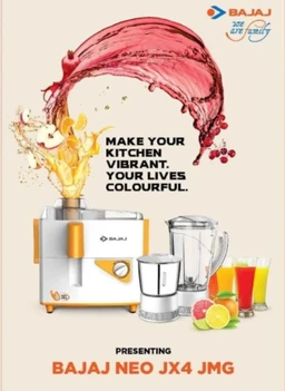 BAJAJ Majesty JX4 Neo JMG 450 W Juicer Mixer Grinder (Majesty JX4 Neo JMG | 2 Jars | White and Yellow)