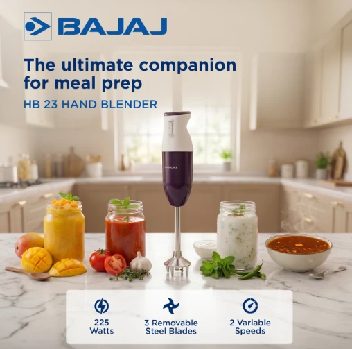 BAJAJ 160 W Purple, White Hand Blender (HB 23)