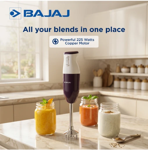 BAJAJ 160 W Purple, White Hand Blender (HB 23)