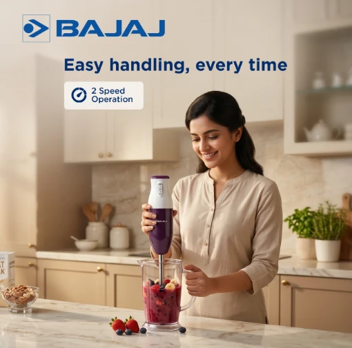 BAJAJ 160 W Purple, White Hand Blender (HB 23)