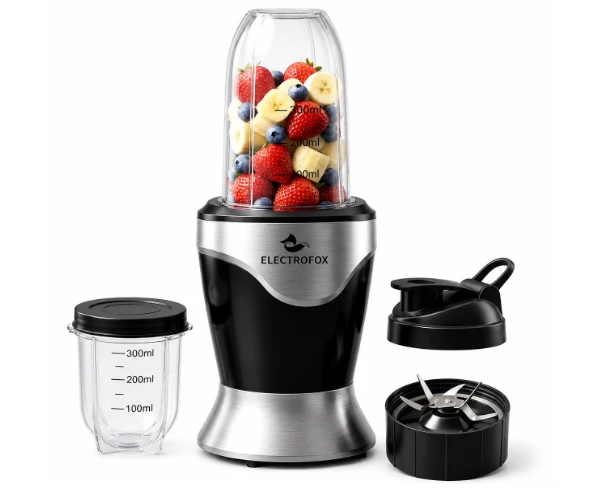 FRENDZ Electrofox ActiveBlend 2 Jar Pro Nutri Blender 750 W Juicer Mixer Grinder For Smoothies, Juice and Protein Shake (2 Jar Active Blend Nutri | 2 Jars | Silver) 2 Years Warranty400 Watt Nutri High Speed Blender