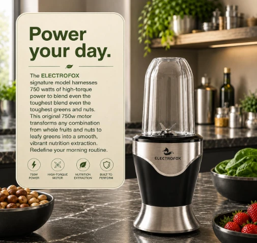 FRENDZ Electrofox ActiveBlend 2 Jar Pro Nutri Blender 750 W Juicer Mixer Grinder For Smoothies, Juice and Protein Shake (2 Jar Active Blend Nutri | 2 Jars | Silver) 2 Years Warranty400 Watt Nutri High Speed Blender