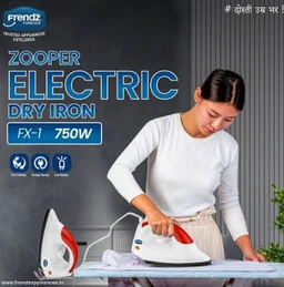 FRENDZ Frendz Forever Zooper FX-1 Dry Electric Iron (750W, White & Red)
