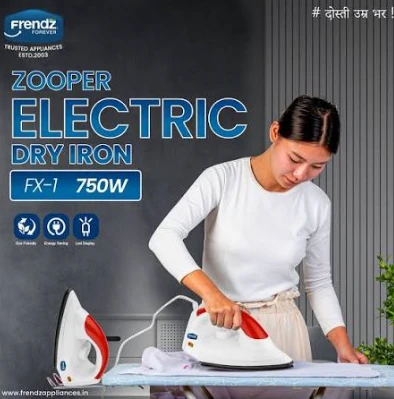 FRENDZ Frendz Forever Zooper FX-1 Dry Electric Iron (750W, White & Red)