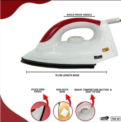 FRENDZ Frendz Forever Zooper FX-1 Dry Electric Iron (750W, White & Red)