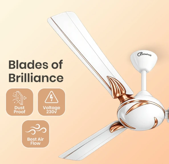 FRENDZ FAN 3 1200mm FZ-45Crompass Premium High Speed Ceiling Fan, 1200 mm (48"), Aluminium Winding