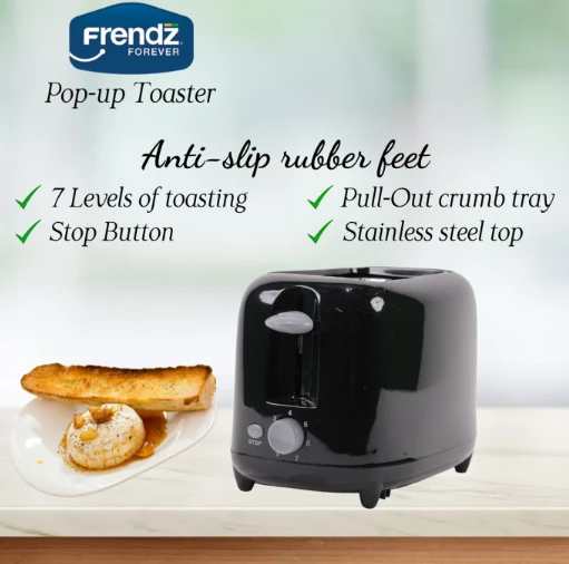 FRENDZ Frendz Forever PT-145 700 W Pop Up Toaster (Black)