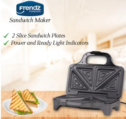 FRENDZ Sandwich Maker | Non-Stick Grilling Plates | 2-Slice Capacity | Easy-to-Use, Fast Heating & Compact Design for Quick Breakfast | 900W power bigger fill Design