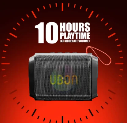 UBON Ubon DELHI-6 SP-56 10W v5.3 Wireless Speaker with Hanging Strap & RGB Lights (BLACK)