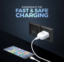 UBON 15W CH-58(V8) 2.4 Amp Wall Charger Fast Charging Adapter with Micro USB Cable for Smartphone & Tablets, BIS Certified, Smart Protection for Short Circuit & Overheating- White