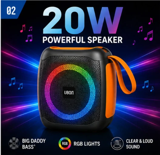 UBON Ubon S-14 Bluetooth Speaker With Wireless Mic 20 W Bluetooth Laptop/Desktop Speaker (Black, 2.0 Channel)
