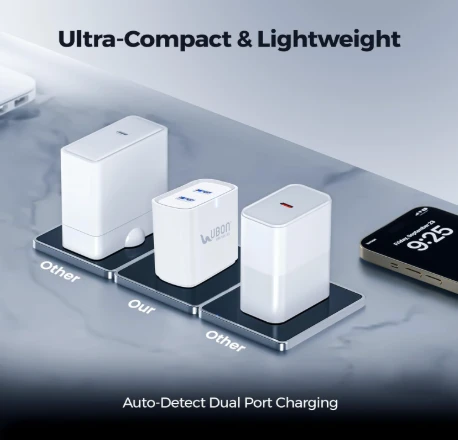 UBON 15W CH-586 Dual USB Port 2.4 Amp Wall Charger Fast Charging Adapter with Type-C Cable for Smartphone & Tablets, BIS Certified, Smart Protection for Short Circuit & Overheating- White