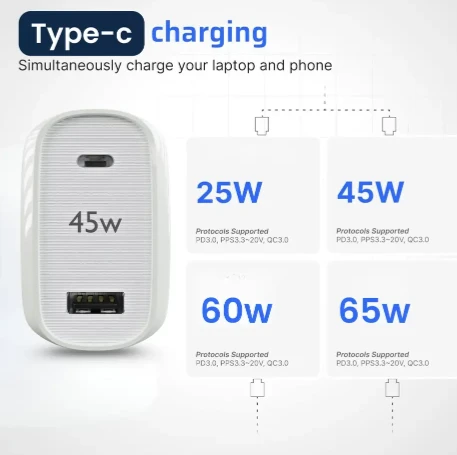 TYVON ubon 65w Dual Port Fast Charger C2 og Series 4.8 A Multiport Mobile Charger with Detachable Cable (White)