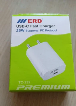 ERD TC-232 USB-C Fast Charger, 25W Power Delivery, PD Protocol Support, White
