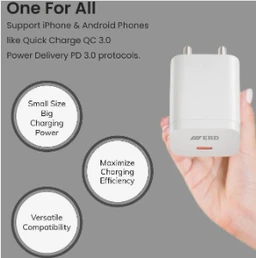 ERD TC-232 USB-C Fast Charger, 25W Power Delivery, PD Protocol Support, White