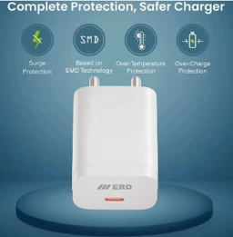 ERD TC-232 USB-C Fast Charger, 25W Power Delivery, PD Protocol Support, White