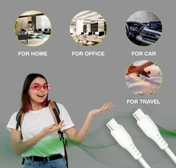 ERD UC-211 USB Type-C to C Data Cable, 65W Fast Charging, High-Speed Data Transfer, Durable, High Strength with 5mm OD cable, 1m Long, Compatible with Android Devices, Tablets, White