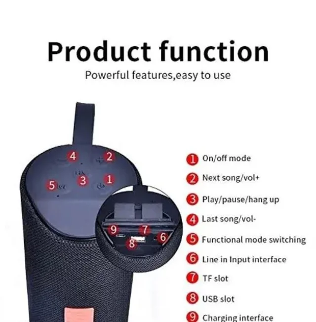 MZ TG-113 (Portable Bluetooth Speaker) Dynamic Thunder Sound with High Bass 10 W Bluetooth Speaker (Black, Stereo Channel)