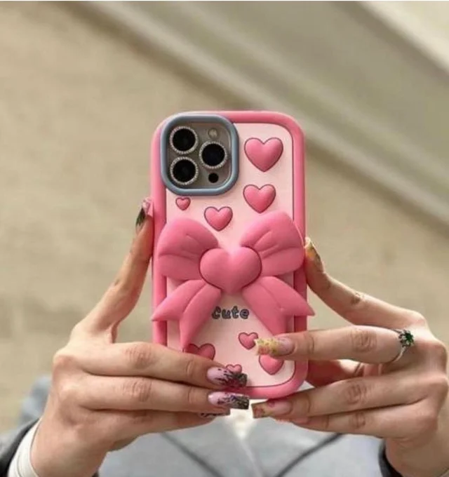 HRK iPhone 13 Pro Max Cute 3D Flower Kickstand Case mobile cover - pink