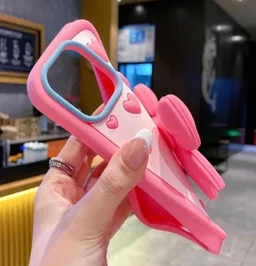 HRK iPhone 15 Pro — 3D Pink Heart & Bow Case mobile cover - pink