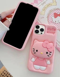 HRK iPhone 13 Pro Cute 3D Hello Kitty Pink Soft Silicone Case mobile cover - baby pink