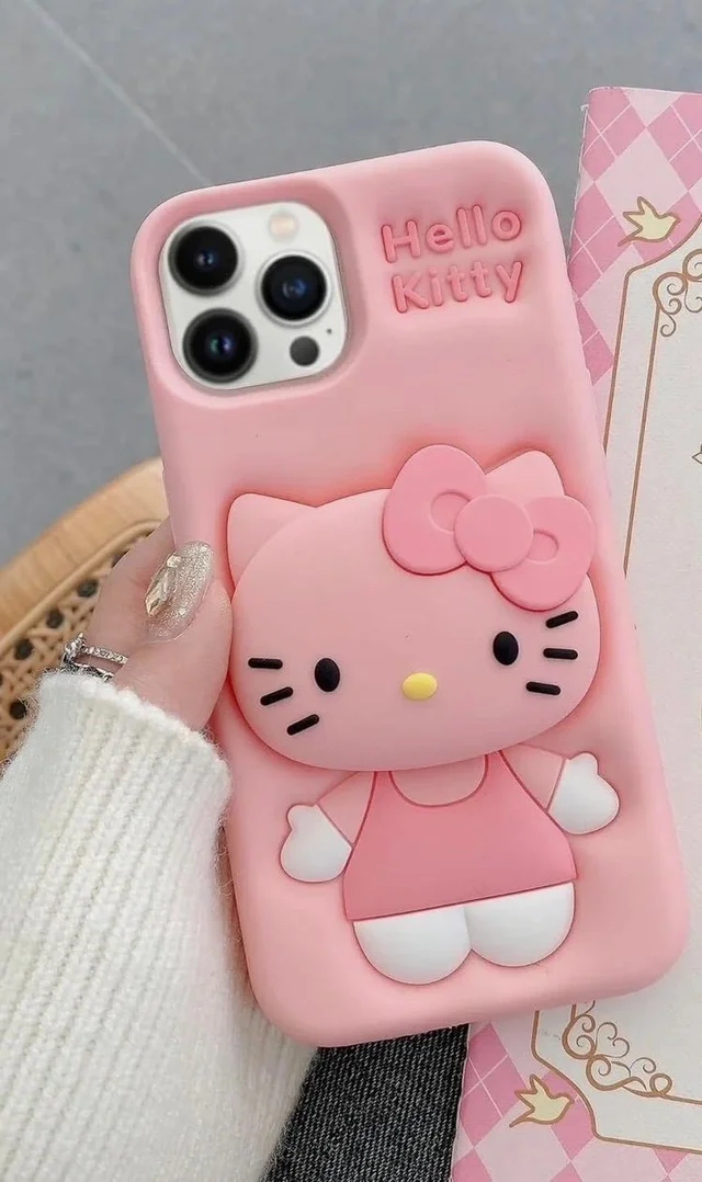 HRK iPhone 13 Pro Cute 3D Hello Kitty Pink Soft Silicone Case mobile cover - baby pink